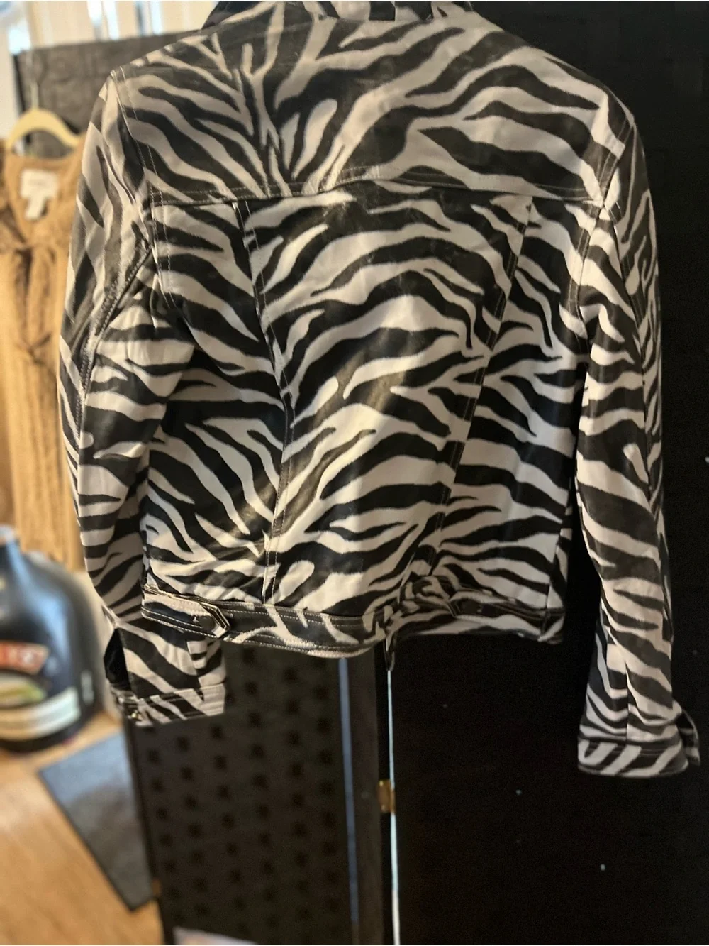 Wilson’s Leather Women’s  Black & White Zebra Print Jean Jacket